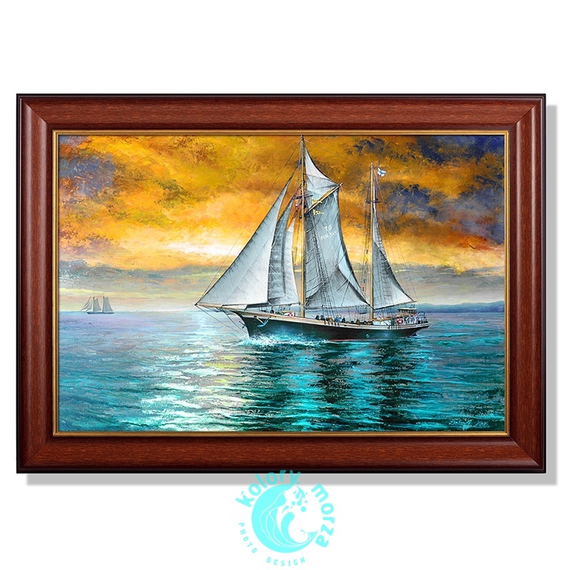 Żaglówka, Zatoka Pucka - olej na płótnie